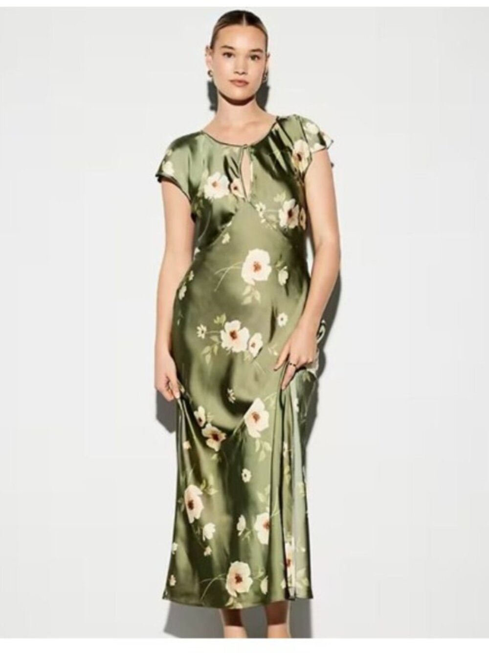 The Occasion by Old Navy Flutter-Sleeve Keyhole Satin Maxi Dress XL Petite